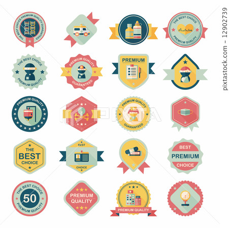hospital badge banner design flat background set, eps10 hospital badge banner design flat background set, eps10 12902739