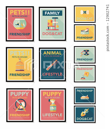 Pet poster flat banner design background set, eps10 Pet poster flat banner design background set, eps10 12902741