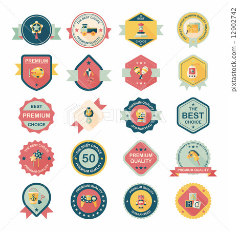 Toy badge banner design flat background set, eps10 12902742