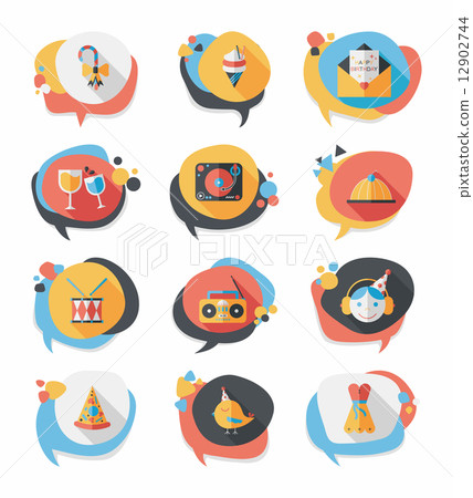 Birthday bubble speech banner design flat background set, eps10 12902744