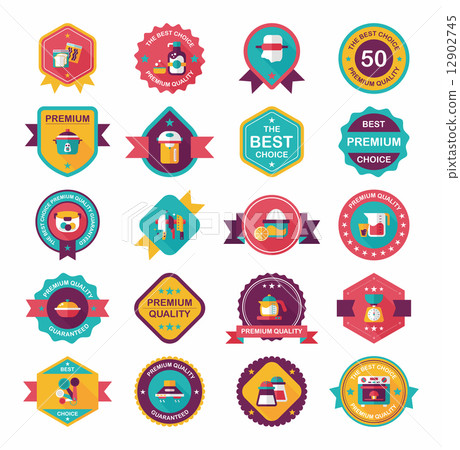 Kitchenware badge flat banner design background set, eps10 Kitchenware badge flat banner design background set, eps10 12902745