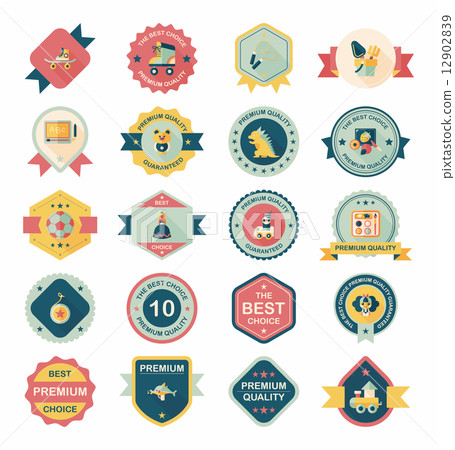 Toy badge banner design flat background set, eps10 12902839