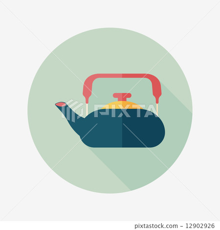 kitchenware tea pot flat icon with long shadow,eps10 kitchenware tea pot flat icon with long shadow,eps10 12902926