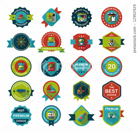 Travel badge banner design flat background set,… - Stock Illustration