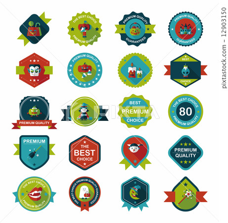 Halloween badge banner design flat background set, eps10 12903150