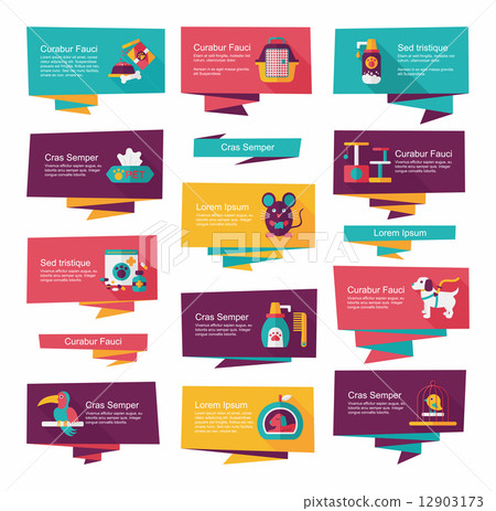 Pet flat banner design background set, eps10 12903173