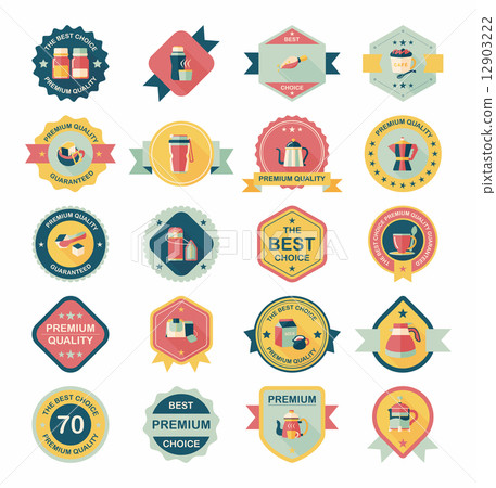 coffee badge design flat background set, eps10 12903222