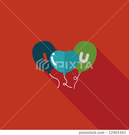 Valentine's Day ballons flat icon with long shadow,eps10 12903365