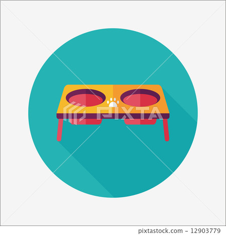 Pet dog food bowl flat icon with long shadow,eps10 - Stock Illustration ...