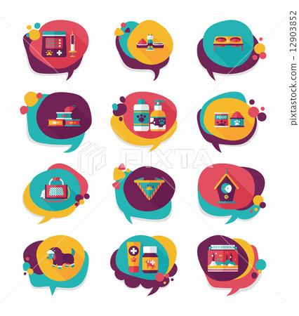 Pet bubble speech flat banner design background set, eps10 12903852