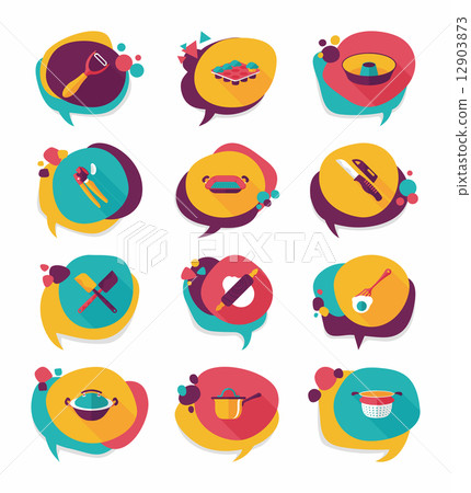 Kitchenware badge flat banner design background set, eps10 Kitchenware badge flat banner design background set, eps10 12903873