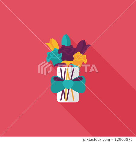 Valentine's Day flower flat icon with long shadow,eps10 12903875