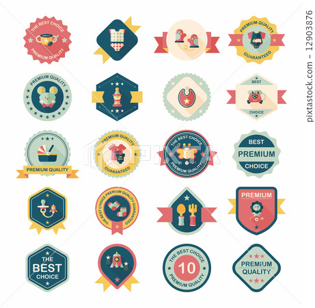 Baby badge banner design flat background set, eps10 Baby badge banner design flat background set, eps10 12903876