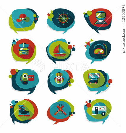 Travel bubble speech banner design flat background set, eps10 Travel bubble speech banner design flat background set, eps10 12903878