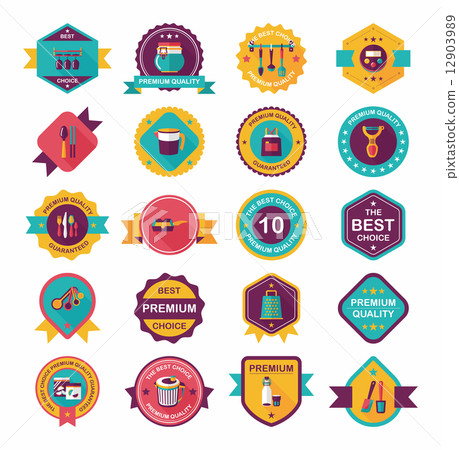 Kitchenware badge flat banner design background set, eps10 12903989