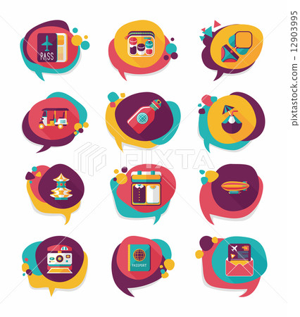 Travel bubble speech banner design flat background set, eps10 Travel bubble speech banner design flat background set, eps10 12903995