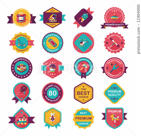 Toy badge banner design flat background set, eps10 12904000