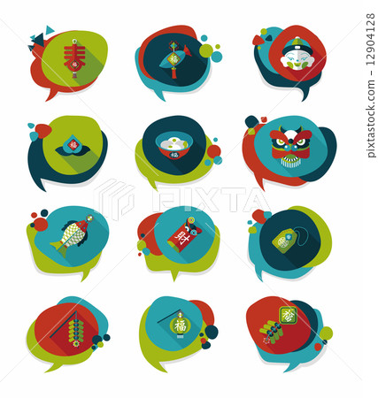 Chinese New Year bubble speech flat banner design flat backgroun Chinese New Year bubble speech flat banner design flat backgroun 12904128