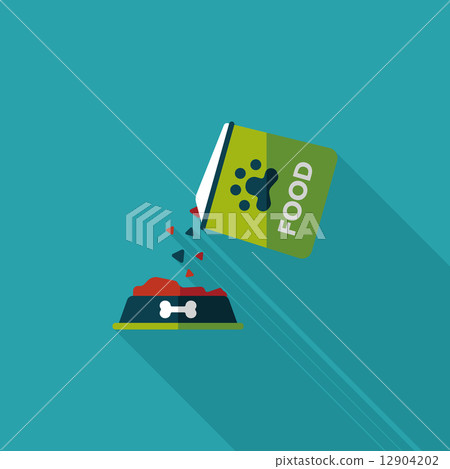 Pet dog food flat icon with long shadow,eps10 12904202