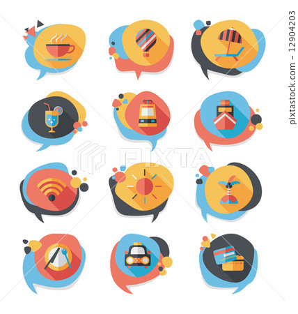 Travel bubble speech banner design flat background set, eps10 12904203