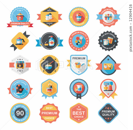 Kitchenware badge flat banner design background set, eps10 12904416