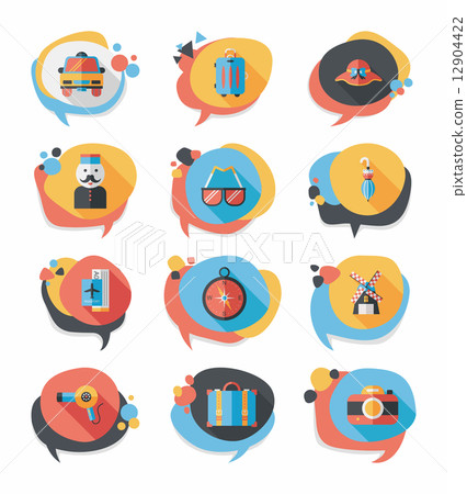 Travel bubble speech banner design flat background set, eps10 Travel bubble speech banner design flat background set, eps10 12904422