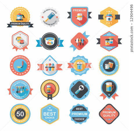 Kitchenware badge flat banner design background set, eps10 12904496