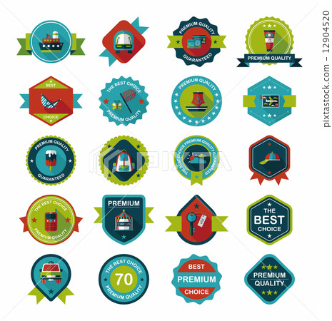 Travel badge banner design flat background set, eps10 12904520