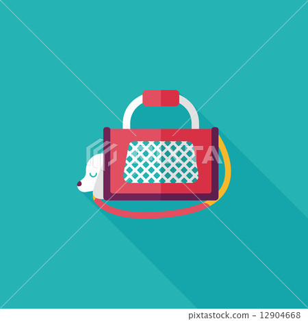 Pet dog travel cage flat icon with long shadow,eps10 Pet dog travel cage flat icon with long shadow,eps10 12904668