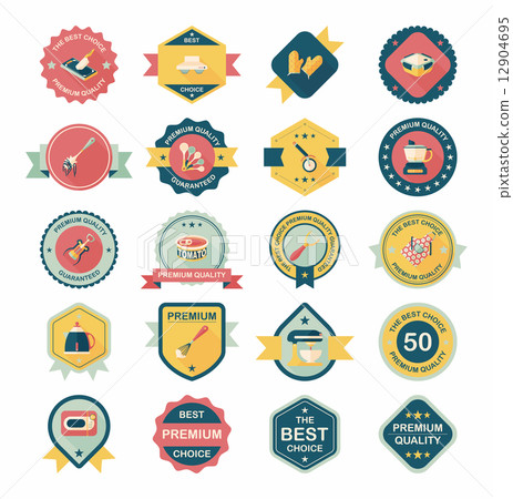 Kitchenware badge flat banner design background set, eps10 12904695