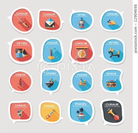 Birthday bubble speech banner design flat background set, eps10 12904698