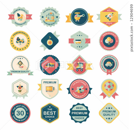Toy badge banner design flat background set, eps10 12904699