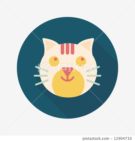 Pet cat flat icon with long shadow,eps10 - Stock Illustration [12904710 ...