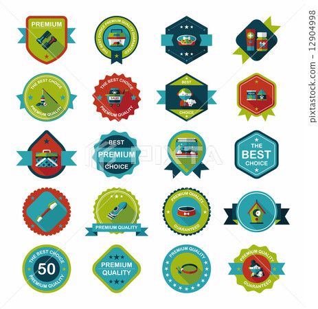 Pet badge flat banner design background set, eps10 Pet badge flat banner design background set, eps10 12904998