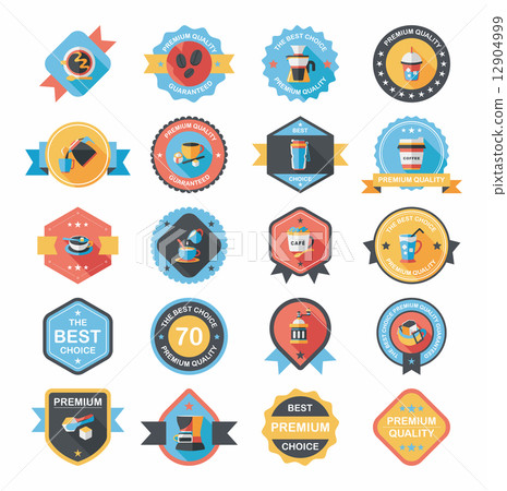 coffee badge design flat background set, eps10 12904999