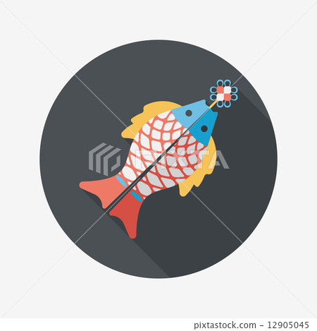 Chinese New Year flat icon with long shadow,eps, Chinese fish lu Chinese New Year flat icon with long shadow,eps, Chinese fish lu 12905045