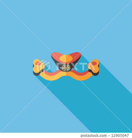 Chinese New Year flat icon with long shadow,eps10, Gold ingot me 12905047