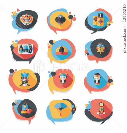 Chinese New Year bubble speech flat banner design flat backgroun Chinese New Year bubble speech flat banner design flat backgroun 12905210