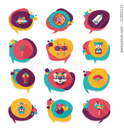 Chinese New Year bubble speech flat banner design flat backgroun Chinese New Year bubble speech flat banner design flat backgroun 12905211