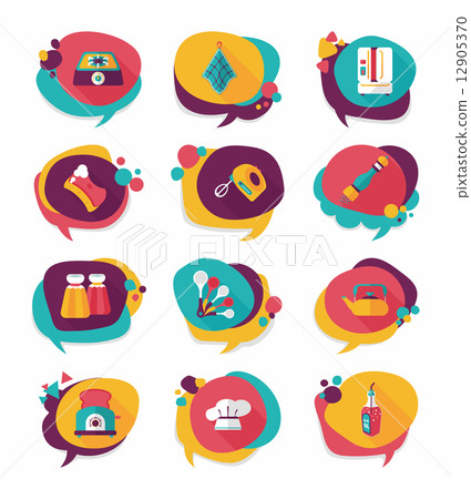 Kitchenware badge flat banner design background set, eps10 12905370