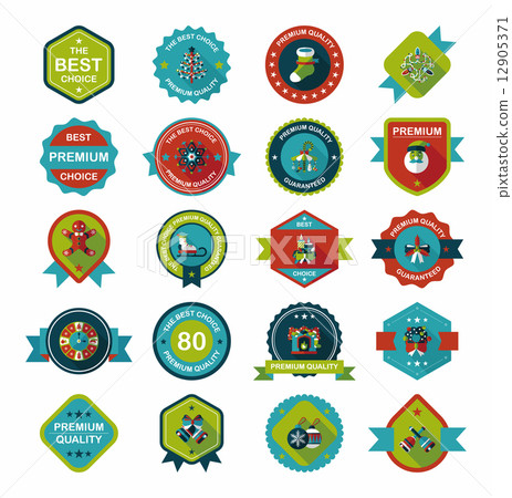 Christmas badge banner design flat background set, eps10 12905371