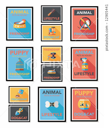 Pet poster flat banner design background set, eps10 Pet poster flat banner design background set, eps10 12905441