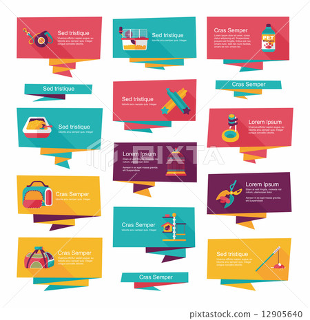 Pet flat banner design background set, eps10 12905640