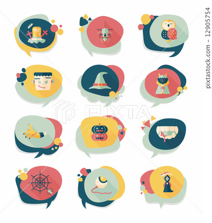 Halloween bubble speech banner design flat background set, eps10 Halloween bubble speech banner design flat background set, eps10 12905754