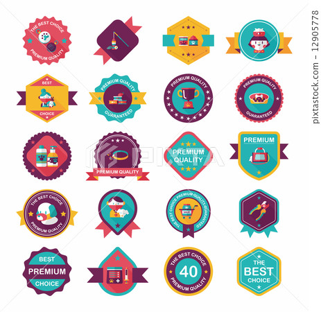 Pet badge flat banner design background set, eps10 12905778
