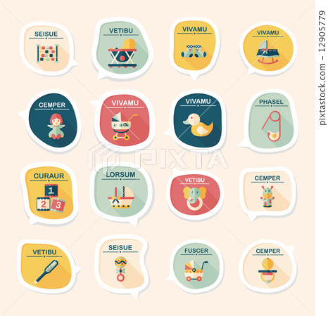 baby bubble speech banner design flat background set, eps10 12905779