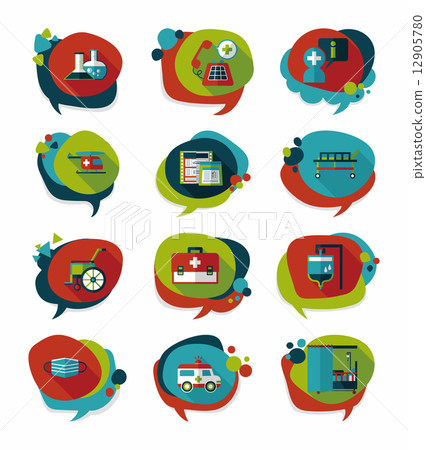 hospital bubble speech banner design flat background set, eps10 hospital bubble speech banner design flat background set, eps10 12905780