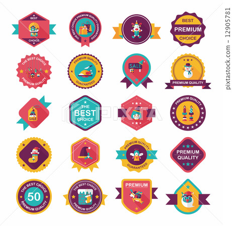 Christmas badge banner design flat background set, eps10 Christmas badge banner design flat background set, eps10 12905781
