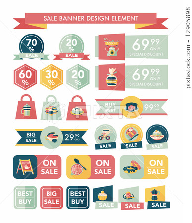 coffee sale banner design flat background set, eps10 12905898