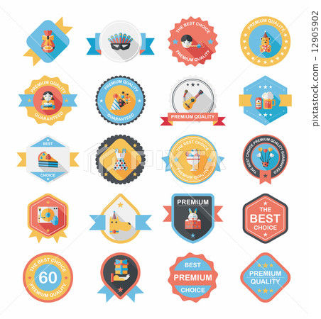 Birthday badge banner design flat background set, eps10 Birthday badge banner design flat background set, eps10 12905902